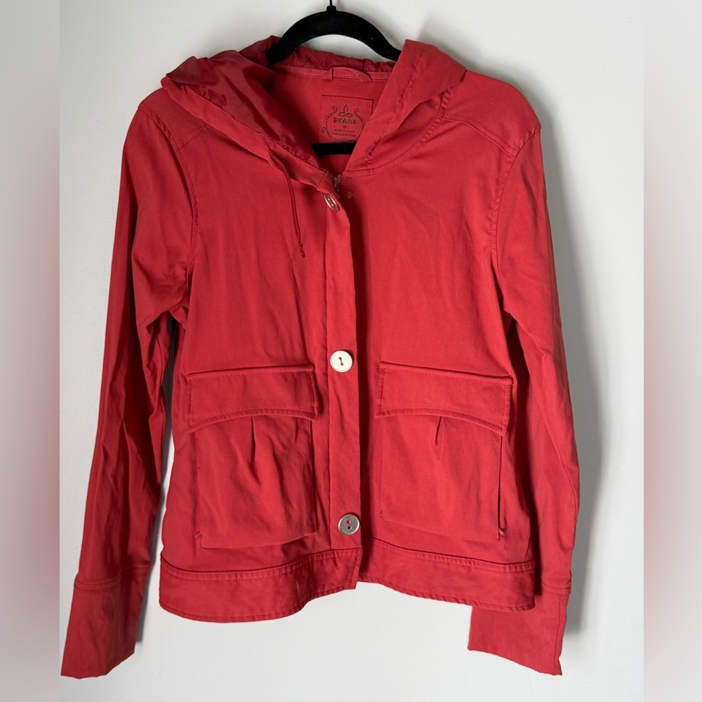 prAna Hooded Utility Jacket Coral Lightweight Outdoor Jacket Size M